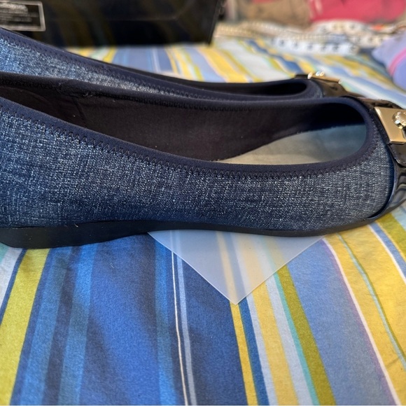 Anne Klein Sport Blue Flats with Gold Buckle - Picture 4 of 11